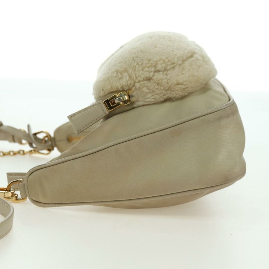 【日本直送】PRADA 尼龍鏈單肩包 三向米色金色 正品 179052V-2