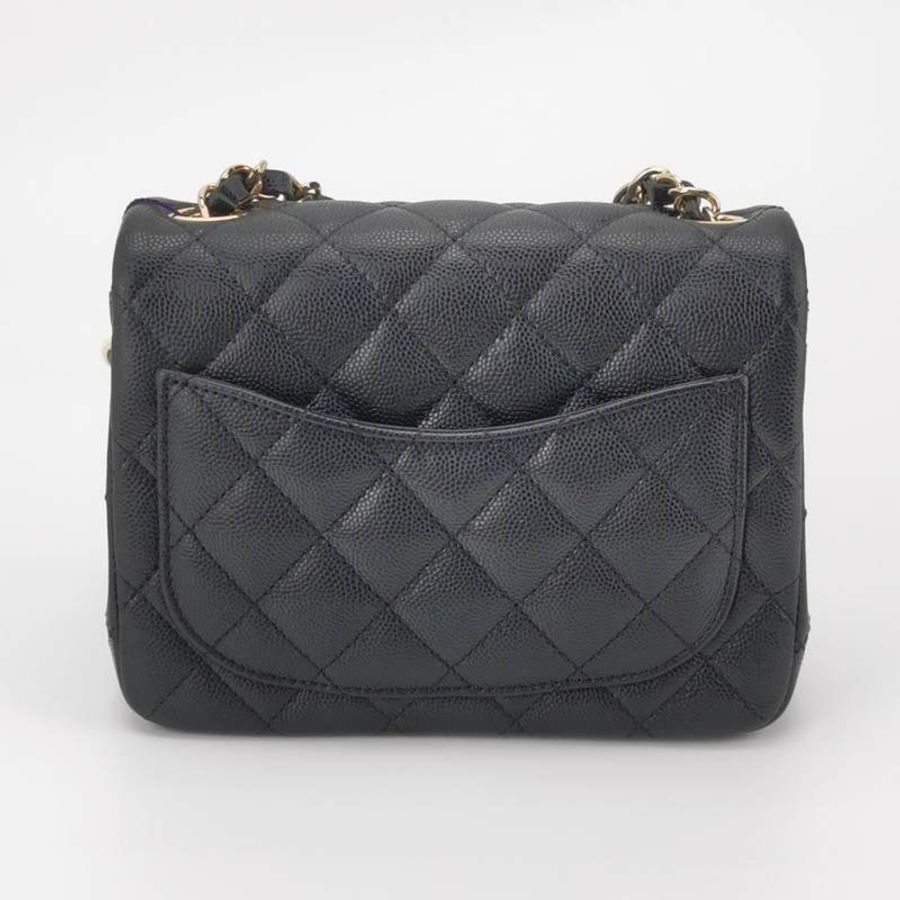 Chanel Classic Flap 經典款方胖子牛皮菱格絎縫雙C扣皮穿鏈斜背包單肩包-4