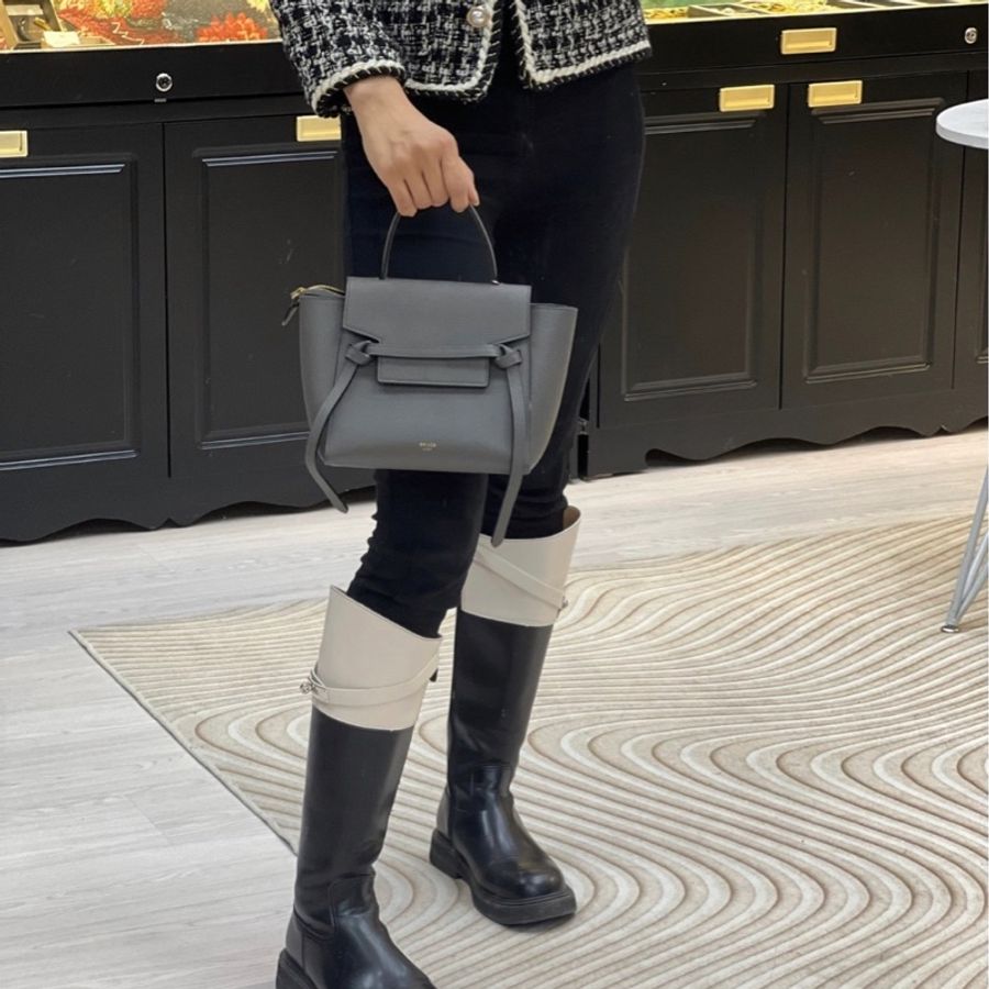 👜Celine 賽琳大象灰色中號鯰魚包 24 x 20 x 13-4