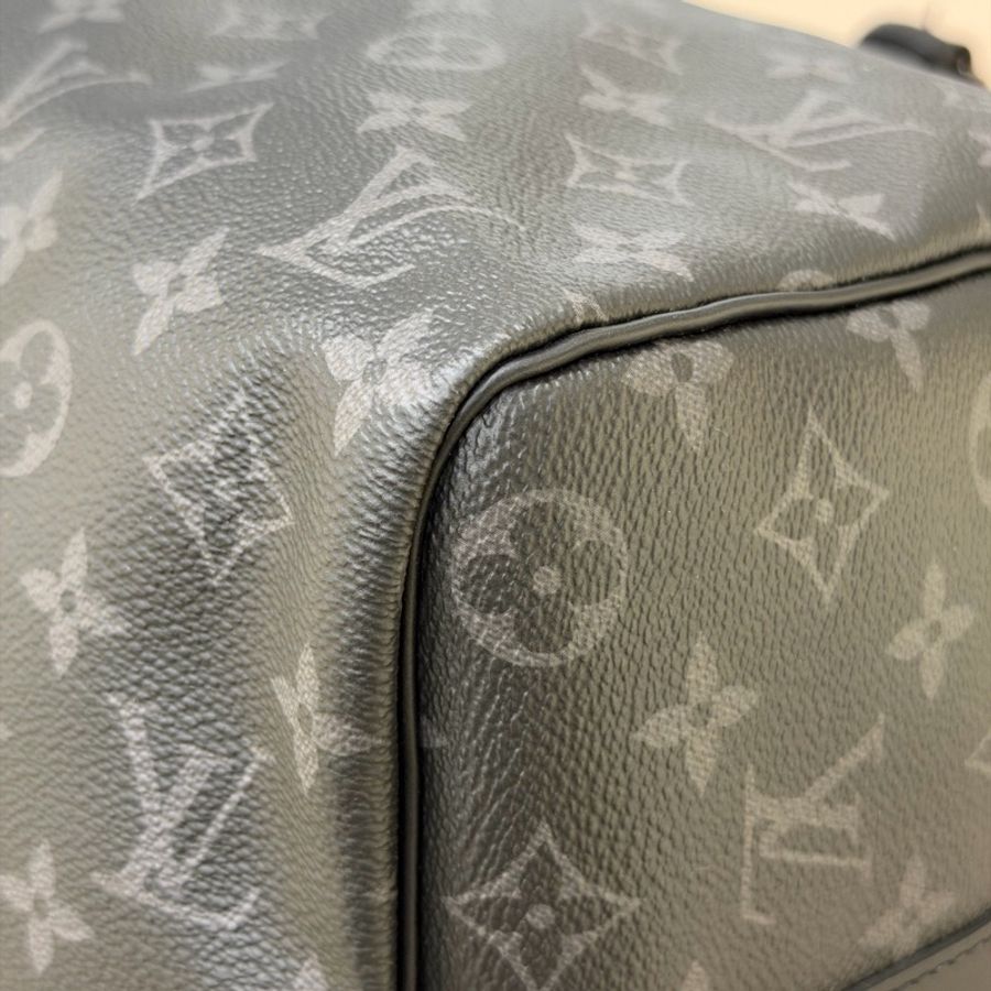 Louis Vuitton路易威登 keepall45 黑老花斜挎包旅行袋 配件有皮牌+手柄環+肩帶。-13