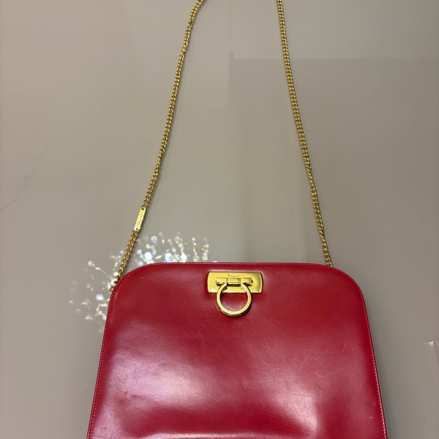 Ferragamo 正紅色鏈袋肩背手拿包-5
