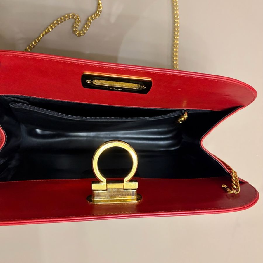 Ferragamo 正紅色鏈袋肩背手拿包-8