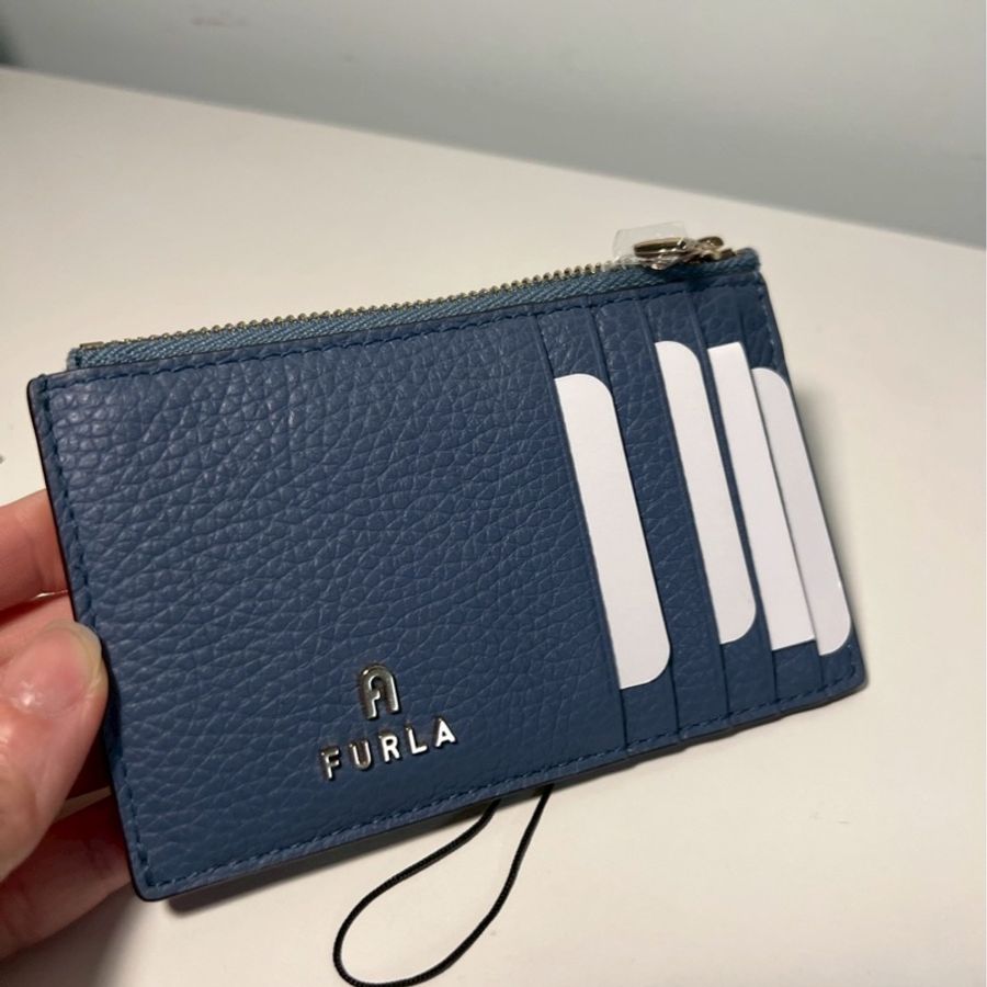 FURLA CAMELIA ZIPPED灰藍色零錢卡包-6