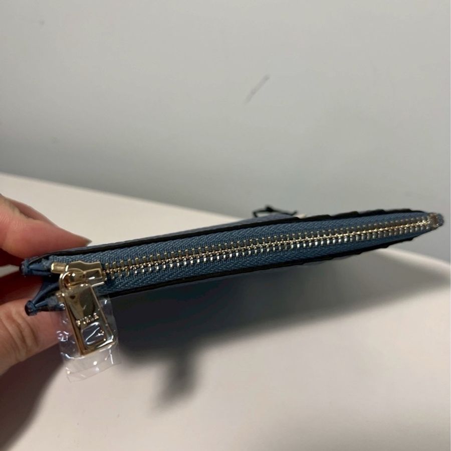 FURLA CAMELIA ZIPPED灰藍色零錢卡包-10