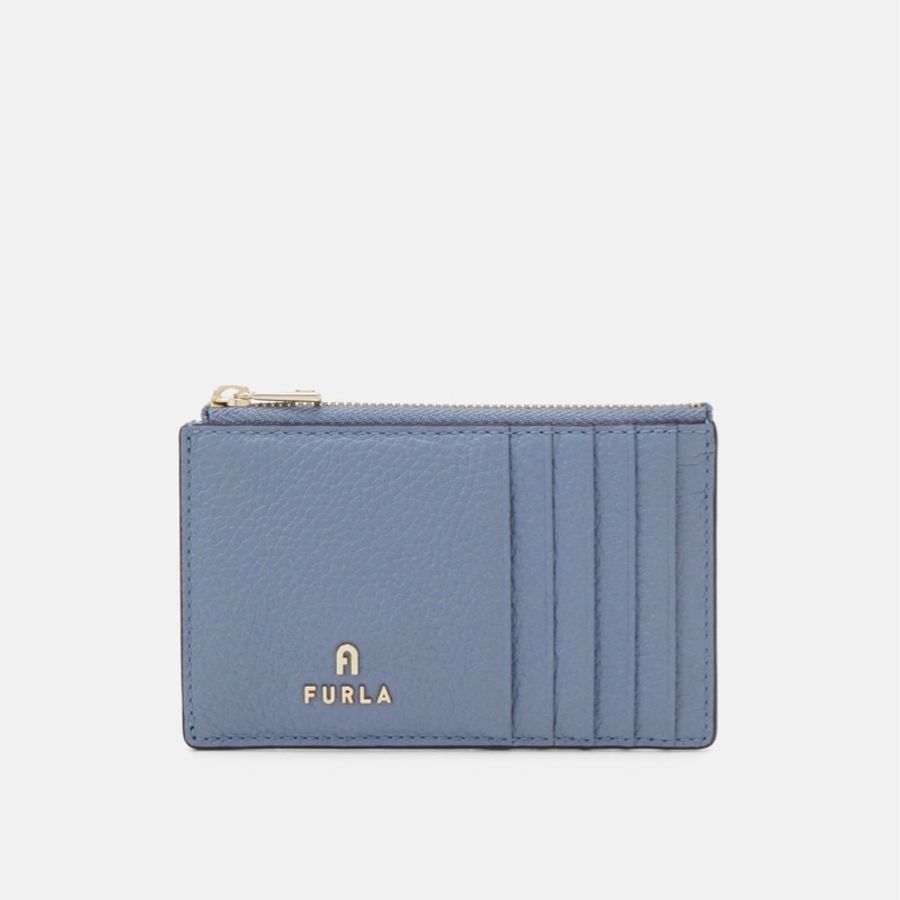 FURLA CAMELIA ZIPPED灰藍色零錢卡包-5