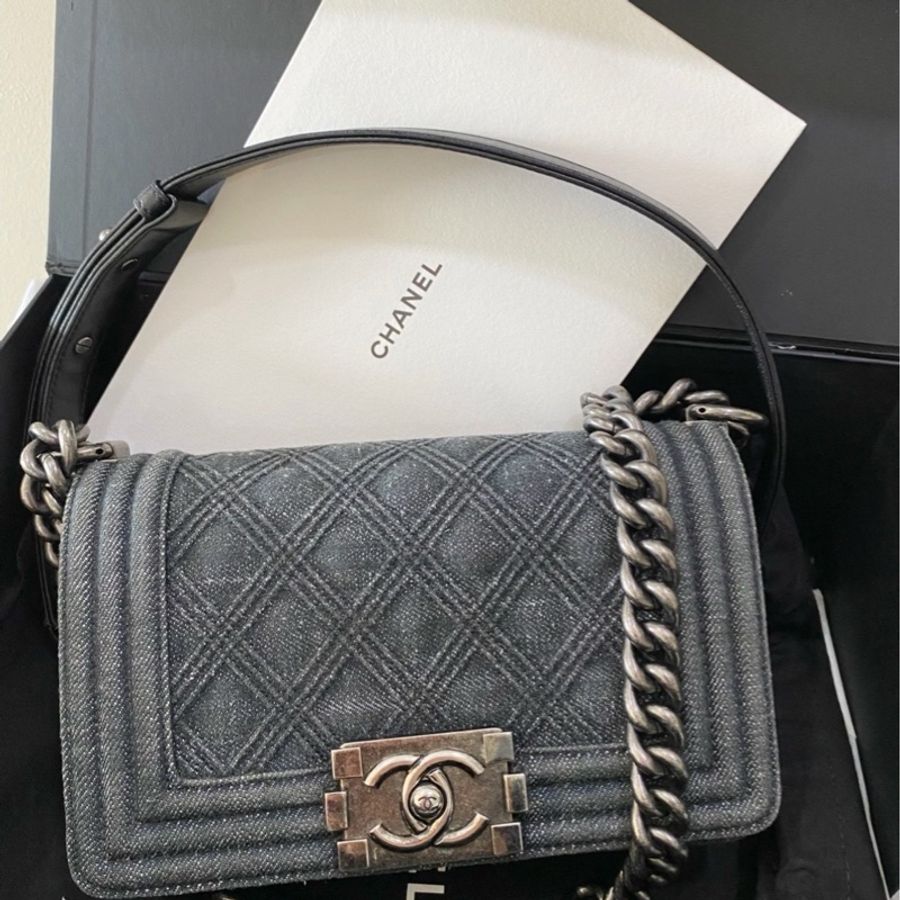 Chanel • Le Boy 20 丹寧牛仔銀釦 小號-1