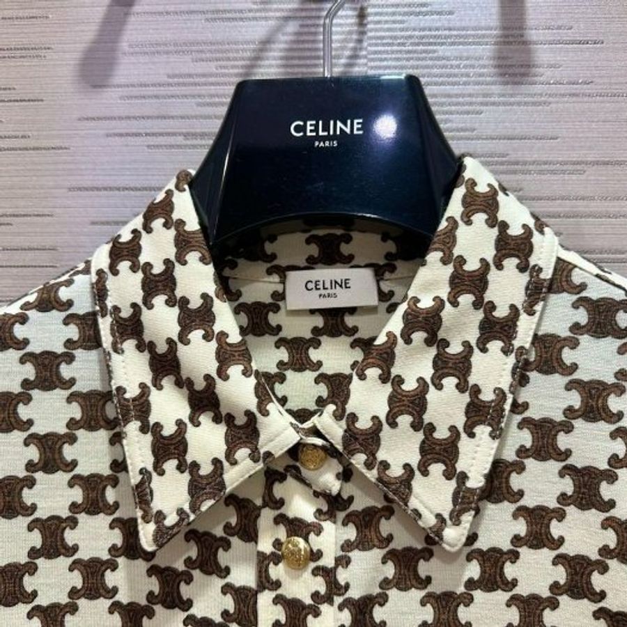 💎Han's house精品服飾💎celine 凱旋門 滿版 針織 羊毛和山羊絨 連身裙 洋裝 現貨 L 原價87600-5