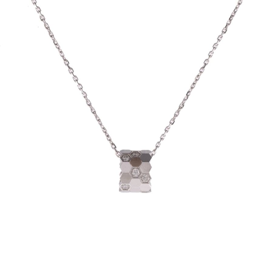 CHAUMET 18K白金BeeMyLove愛·巢蜂巢鑲鑽項鏈小號-0
