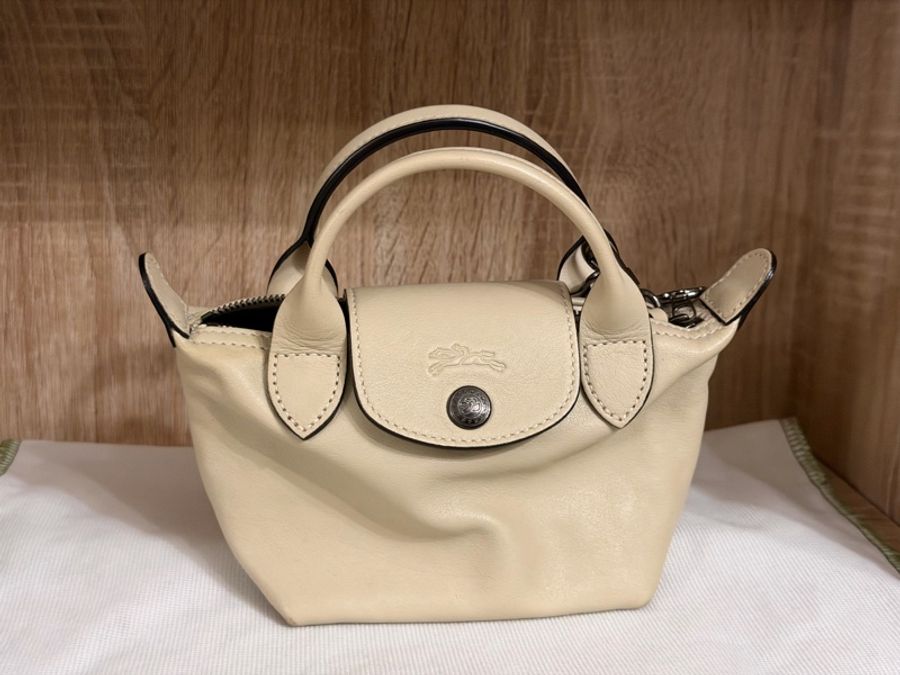Longchamp Le Pliage Xtra Mini 羊皮迷你包｜奶油白 真皮 手提斜背包 小羊皮 絕版尺寸 絕版材質-0