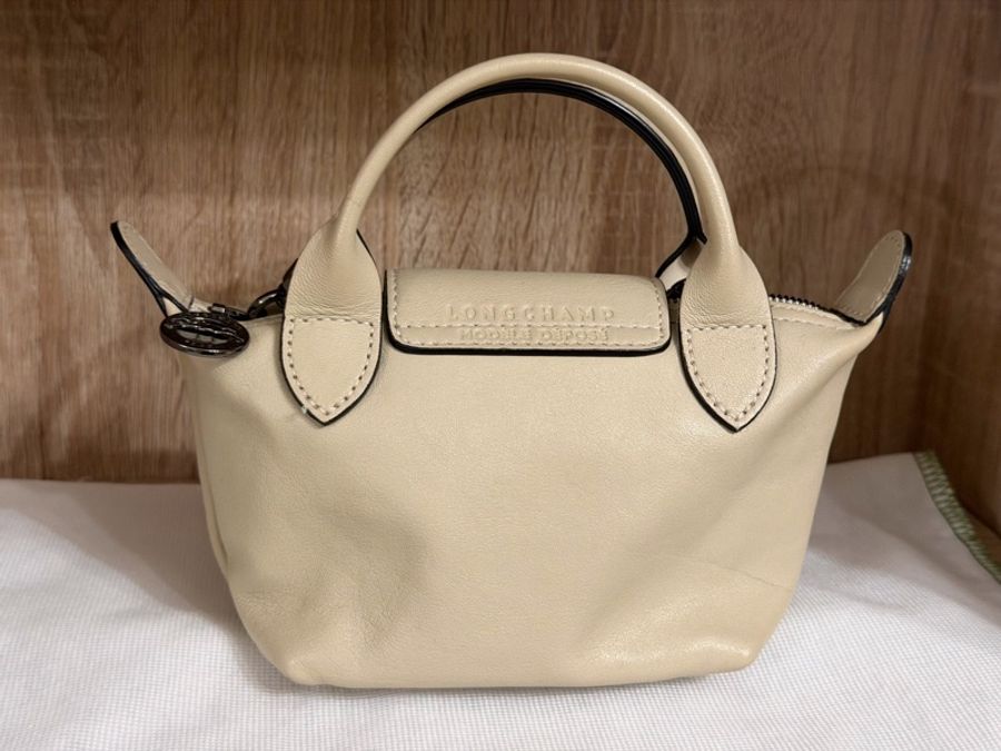 Longchamp Le Pliage Xtra Mini 羊皮迷你包｜奶油白 真皮 手提斜背包 小羊皮 絕版尺寸 絕版材質-1