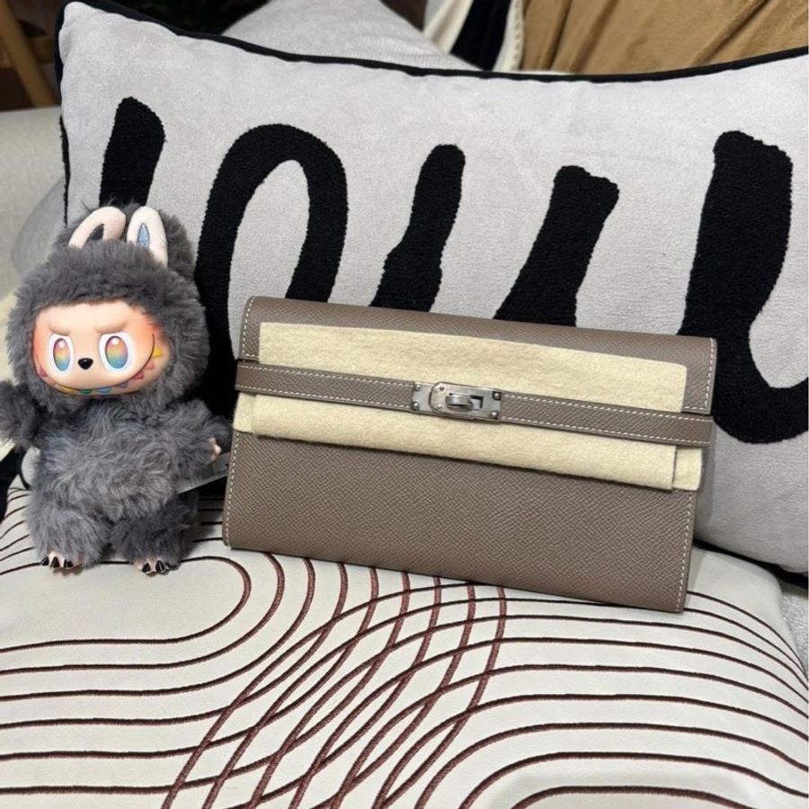 Hermes Kelly Wallet Stamp C Etoupe 大象灰銀扣kelly 長銀包-0
