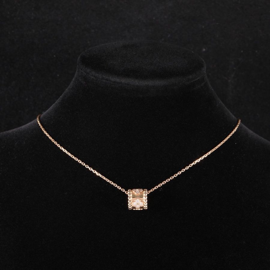 VAN CLEEF&ARPELS PerléeClovers萬花筒鑲鑽項鏈18K玫瑰金/鑽石-1