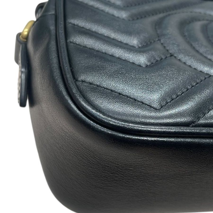GUCCI 古馳 448065 GG MARMONT 肩背包 皮革 黑色 金釦 小號-8