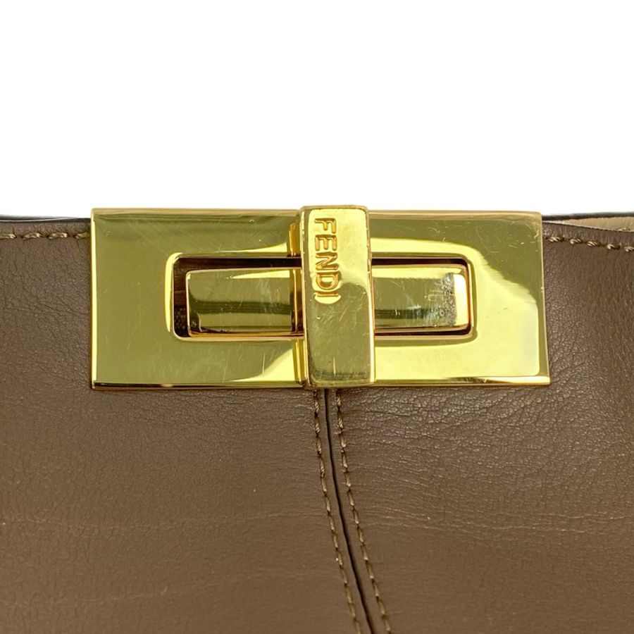 △ FENDI 芬迪 Brown Calfskin Peekaboo X-Lite Handbag 啡色小牛皮手挽袋 8BN304-267010359-13