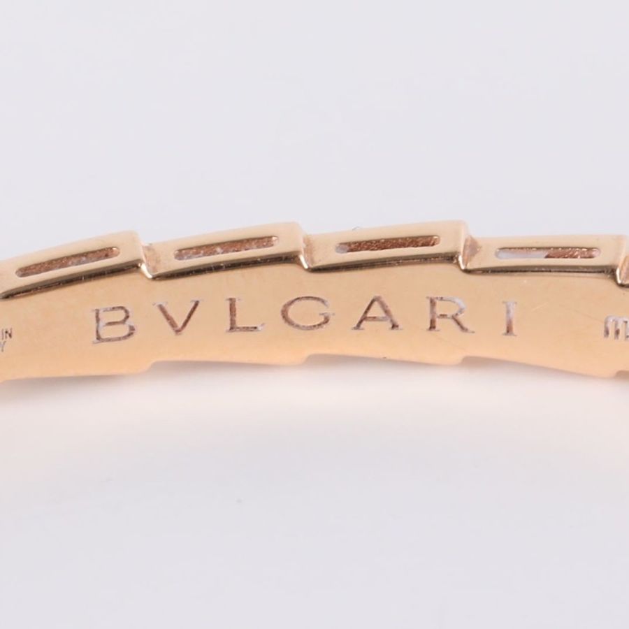 BVLGARI 18K玫瑰金serpentiviper系列鑲嵌窄版蛇骨手鐲M碼-4