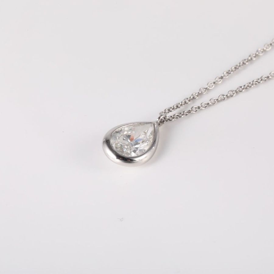 TIFFANY&CO 鑽石pt950水滴形水鑽1.02克拉VVS1項鏈-1
