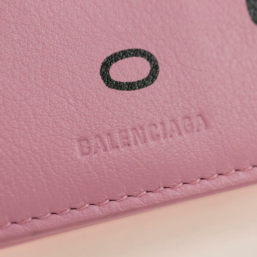 【日本直送】BALENCIAGA 迷你鏈條皮夾 Kitty 皮革粉紅銀色 623241 正品 170544SM-17