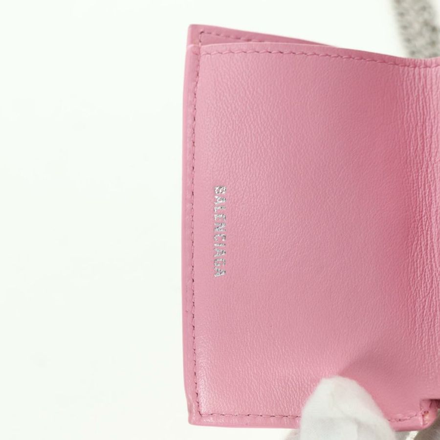 【日本直送】BALENCIAGA 迷你鏈條皮夾 Kitty 皮革粉紅銀色 623241 正品 170544SM-24