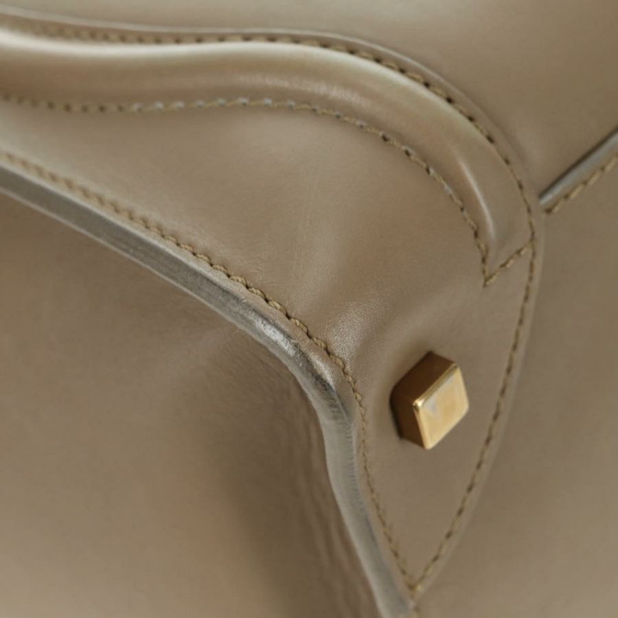 【日本直送】CELINE Luggage Mini Shopper 手提包，米色金色皮革，正品 am11586V-8