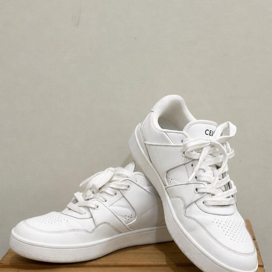 CELINE CT-04 經典白色皮革男士休閒鞋-0