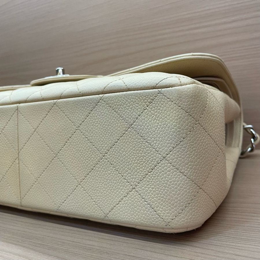 Chanel香奈儿CF中号米色银扣荔枝牛皮 2011年 15開 尺寸 30*19*9*無附件-7