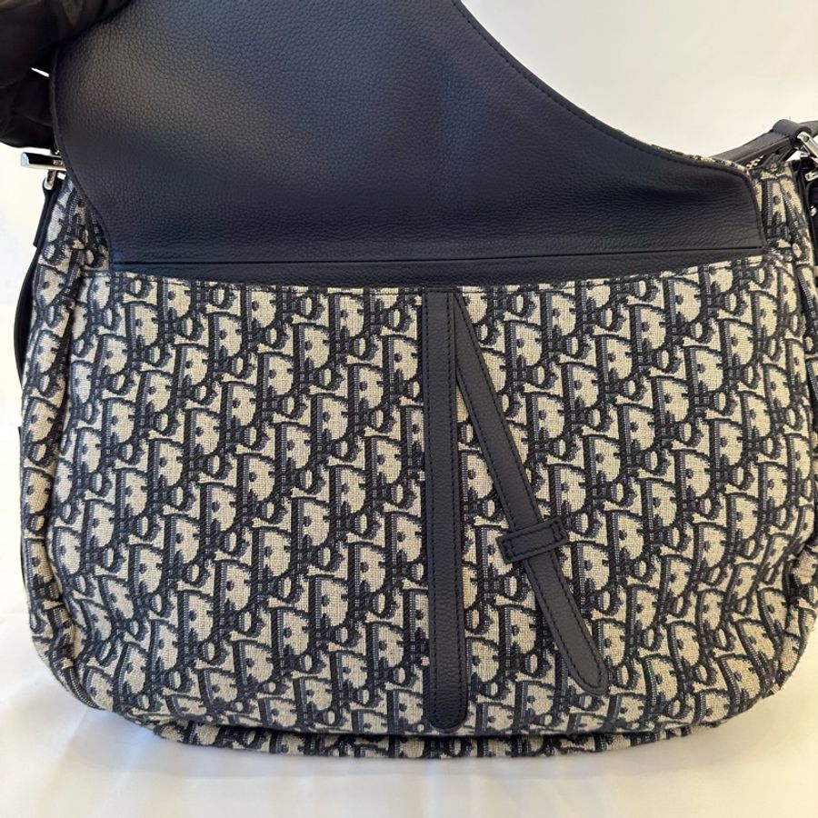 #男士必備#超大容量#Dior 迪奧 Oblique 老花刺繡馬鞍郵差包/深藍#附購證-5