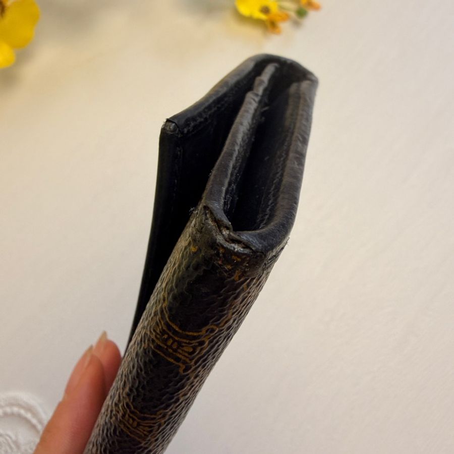 Celine黑色老花真皮長銀包 長夾-10