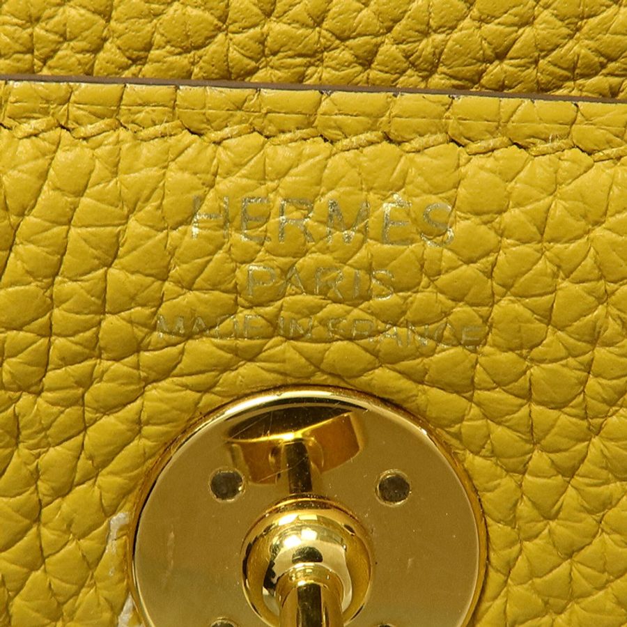 HERMES Clemence皮革Mini Lindy手挽肩背兩用袋Jaune Ambre-5