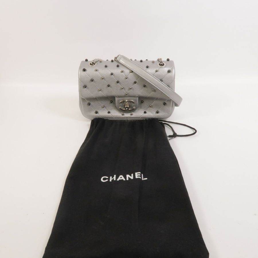 CHANEL 牛皮皮革Mini Flap Bag鏈帶肩背袋-8