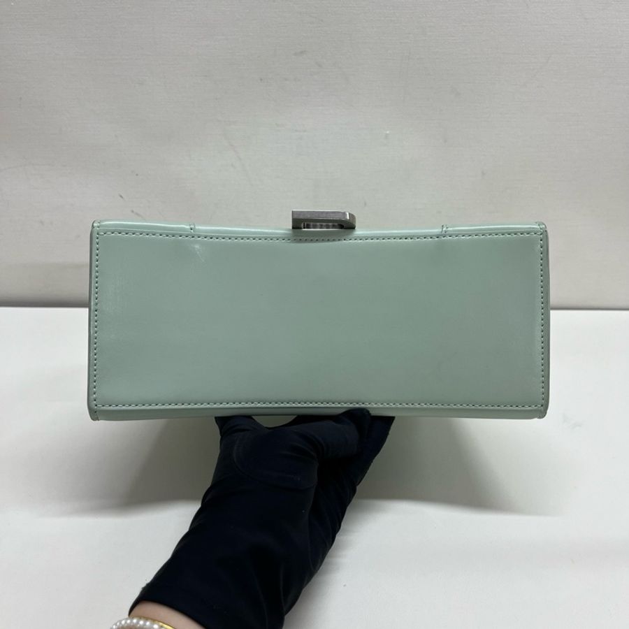 99🆕Balenciaga/巴黎世家 薄荷綠銀扣全皮沙漏s號 單肩包斜挎包手提包 可拆卸肩帶，❤️正品-4