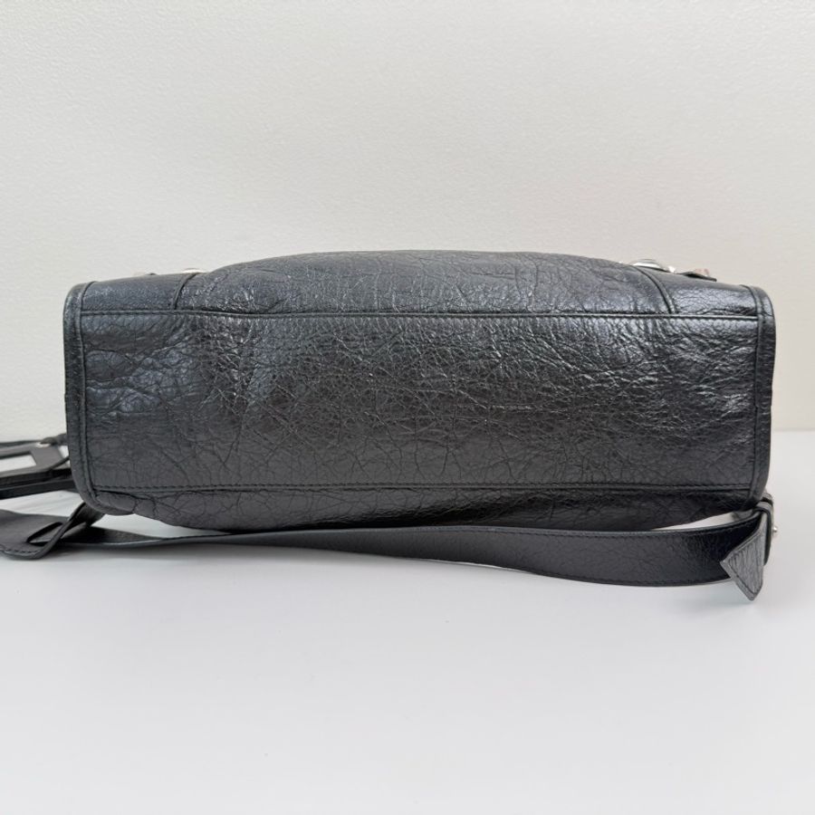 ✨99新🆕巴黎世家/Balenciaga  黑色機車包手提包斜挎包單肩包 銀扣❤️正品保障-4