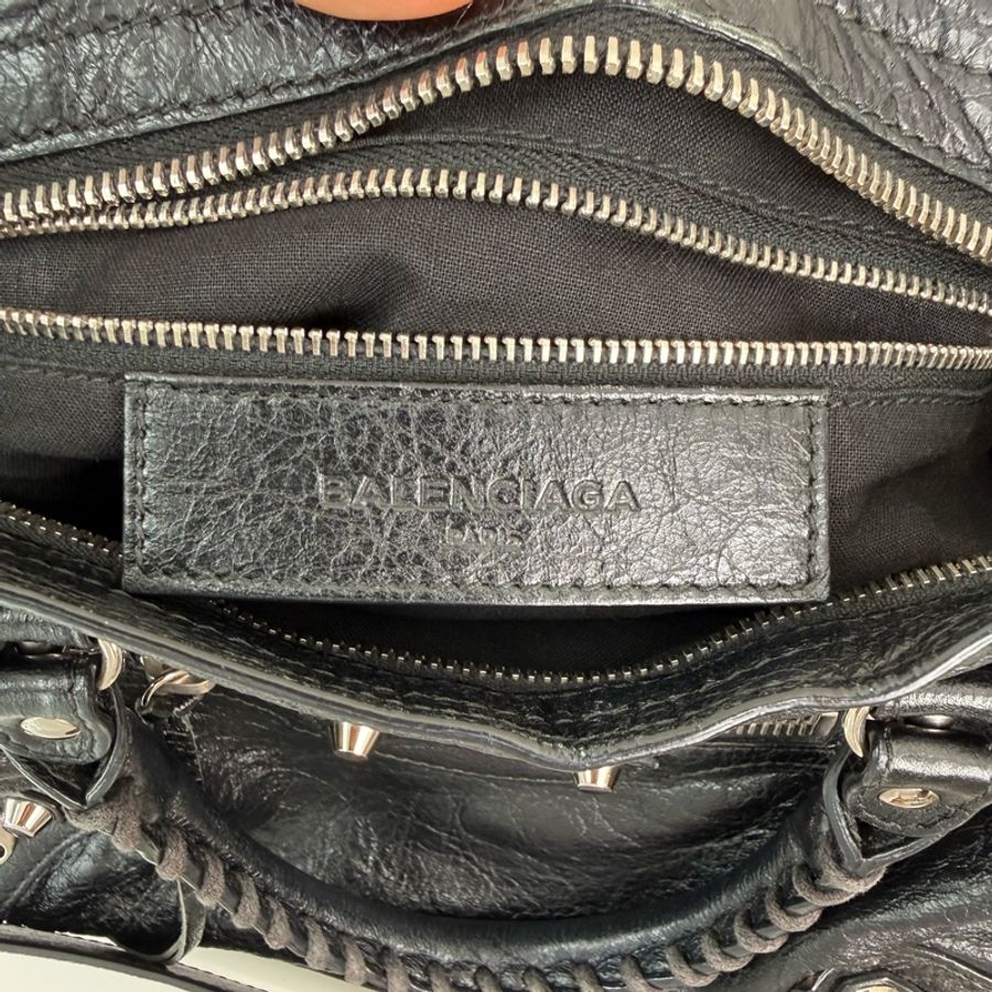 ✨99新🆕巴黎世家/Balenciaga  黑色機車包手提包斜挎包單肩包 銀扣❤️正品保障-7