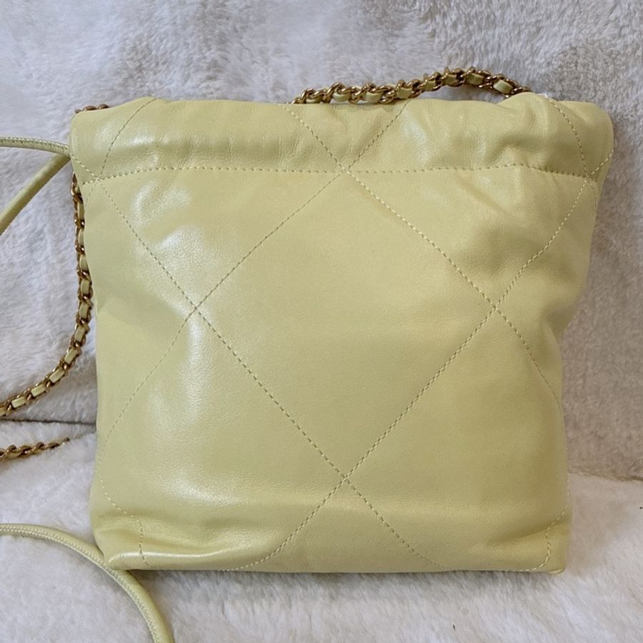 CHANEL✨mini 22 購物袋垃圾袋 小雞黃 晶片款-9