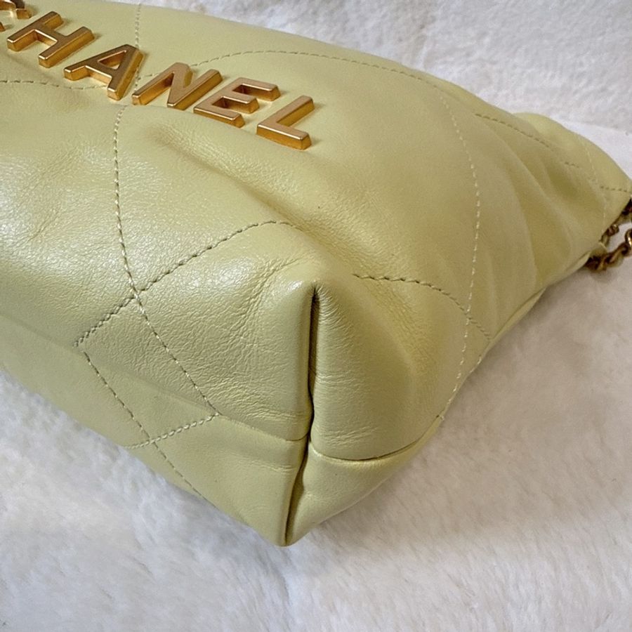CHANEL✨mini 22 購物袋垃圾袋 小雞黃 晶片款-14