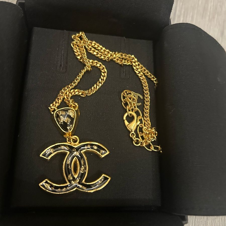 CHANEL 經典黑金雙 C 星夜金燦項鍊-2
