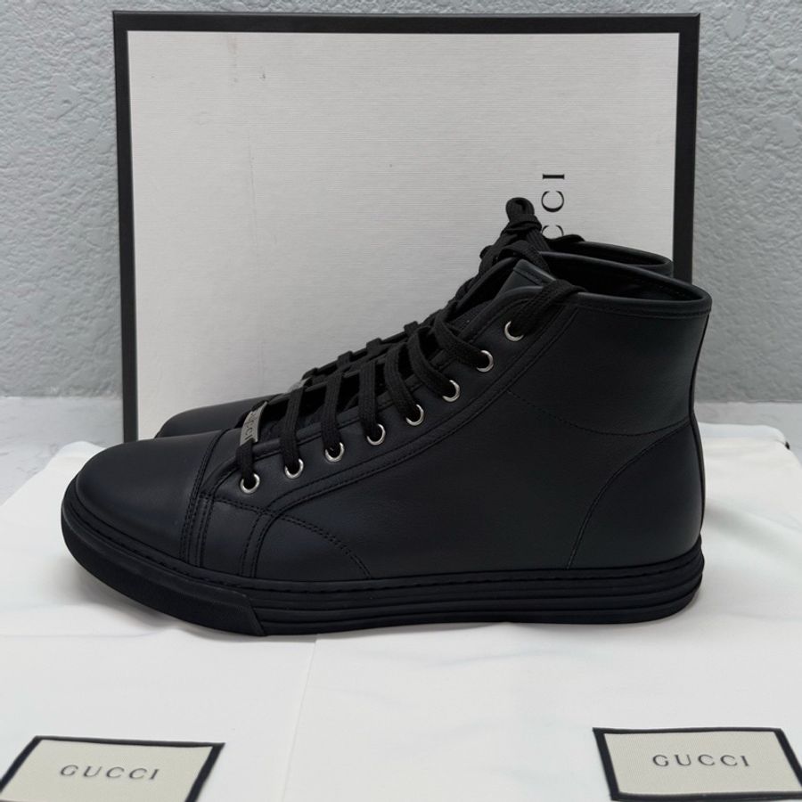 特惠價 Gucci 古馳 黑色 小牛皮 高幫鞋 尺碼：10.5碼44.5碼-0