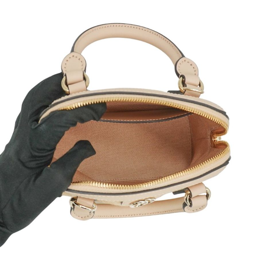 Gucci 展示品 Ophidia 帆布手提/斜背迷你貝殼包(772216-淺米)-5