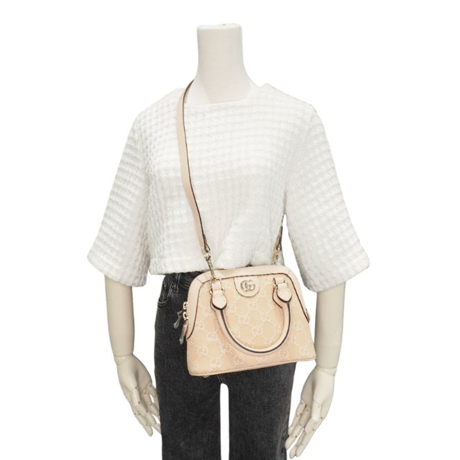 Gucci 展示品 Ophidia 帆布手提/斜背迷你貝殼包(772216-淺米)-6