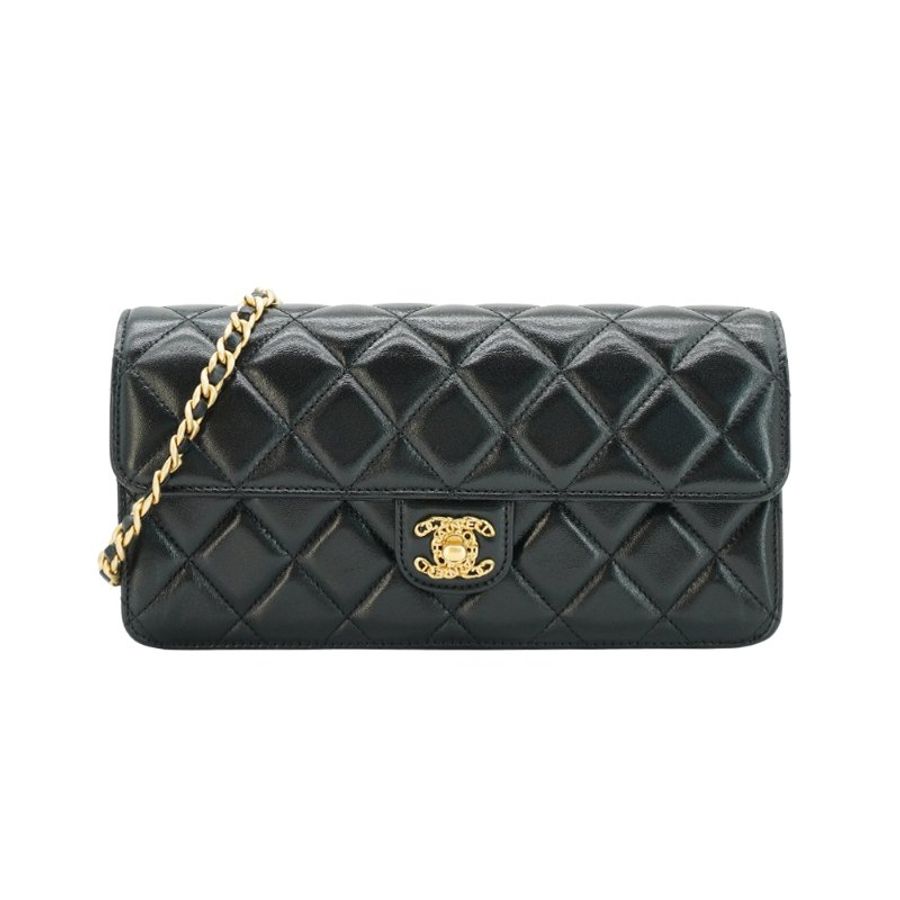 Chanel 展示品 金雙C菱格羊皮翻蓋斜背包(AS4053-黑)-1