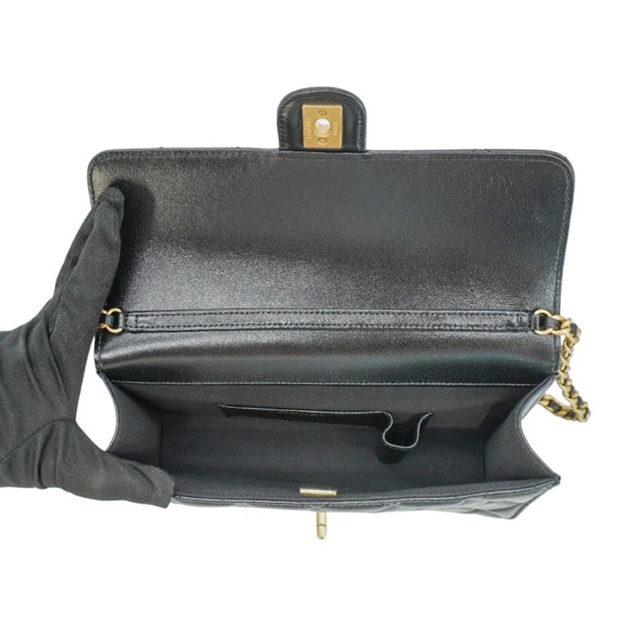 Chanel 展示品 金雙C菱格羊皮翻蓋斜背包(AS4053-黑)-5