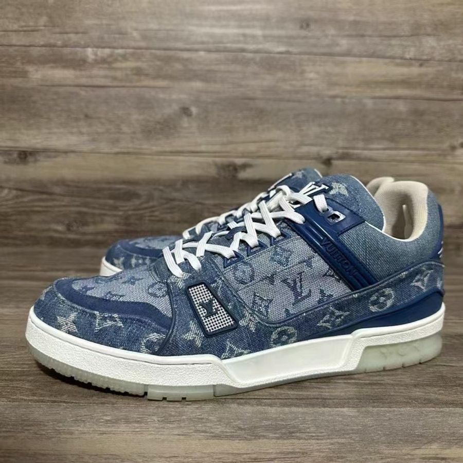 Louis Vuitton路易威登 trainer 牛仔藍 白藍牛仔 滿印 44碼-0