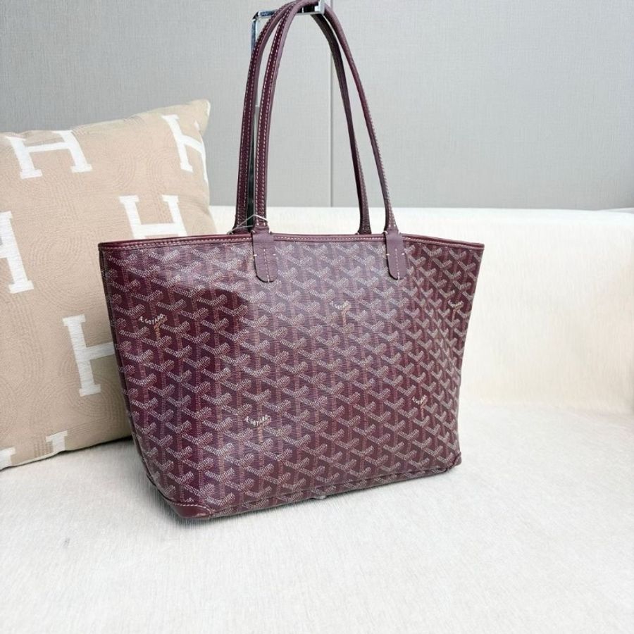 Goyard Artois拉鍊款購物袋 酒紅色 30*24*13.5 9新 配件塵袋-6