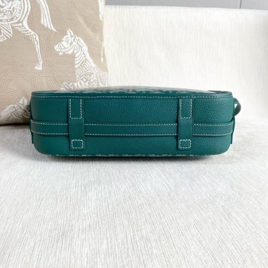 Goyard Belvedere郵差包中號 綠色 老花 新款荔枝皮 27*22*8 95新 配件塵袋-2
