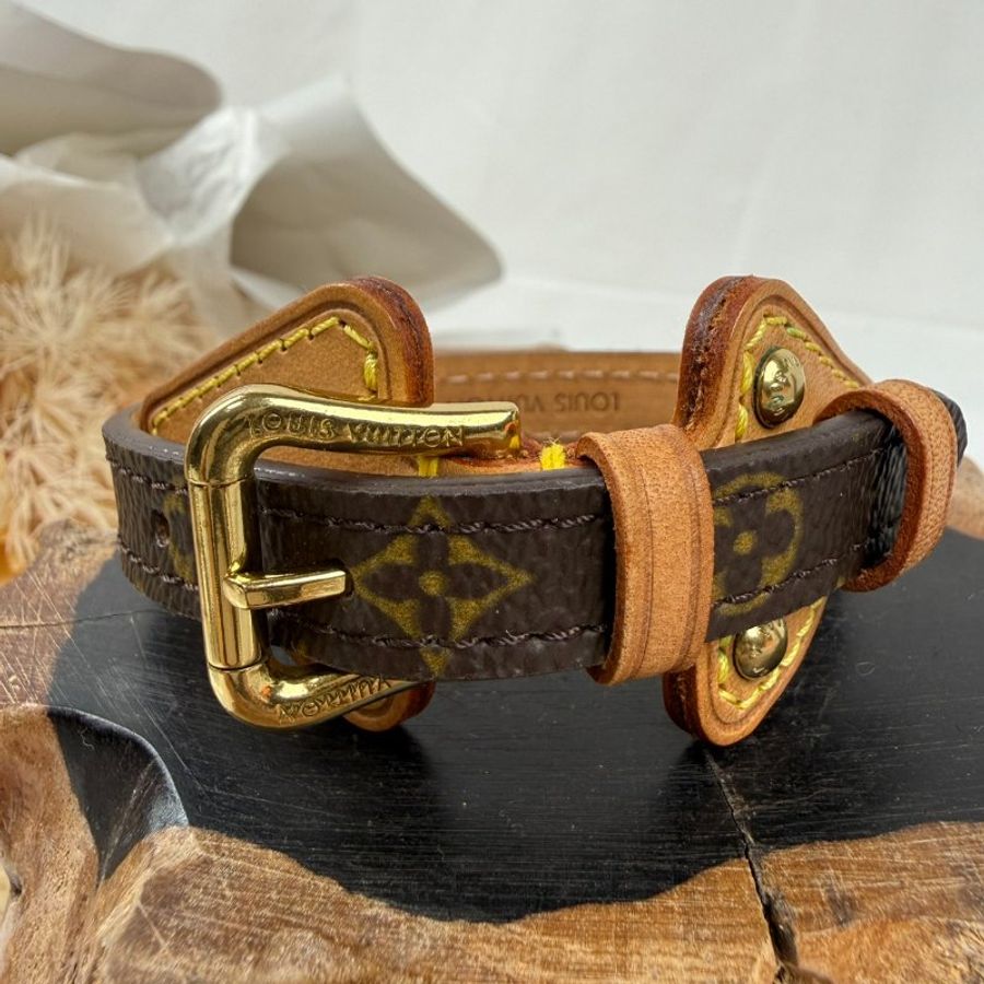 狀態良好 LV Monogram Theda Bracelet 老花 皮革手環 男女適用-0