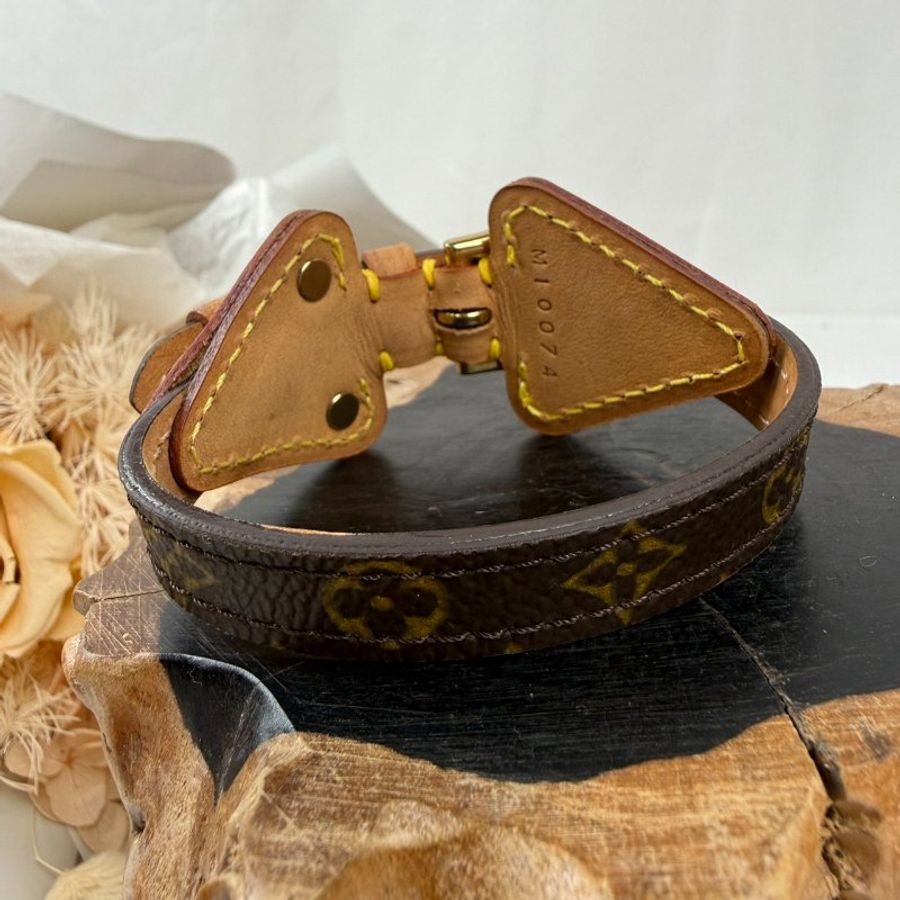 狀態良好 LV Monogram Theda Bracelet 老花 皮革手環 男女適用-1