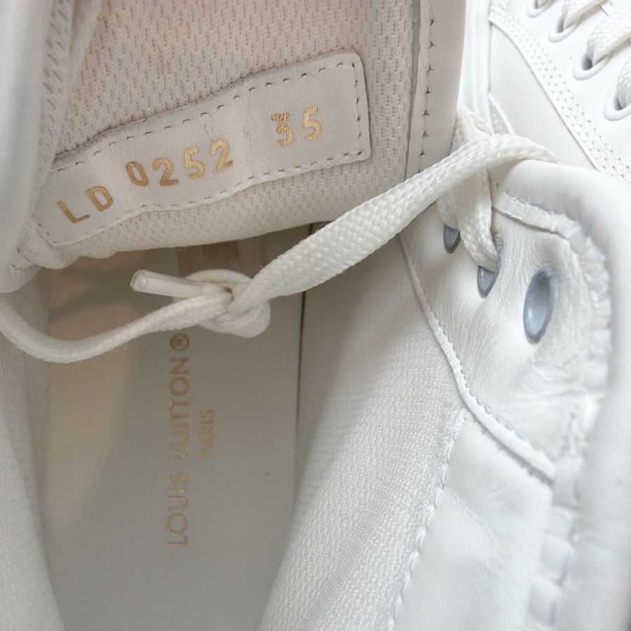 二手精品自賣❤️LV高筒老花皮標logo小白鞋.高筒鞋.餅乾鞋👟小增高效果.35號.全配-17
