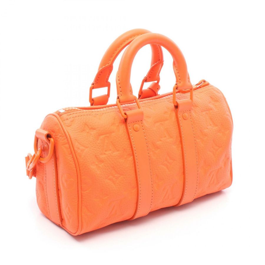 路易威登 Keepall Bandoulire 25 單肩手提包 M20930 皮革 橙色 二手-1