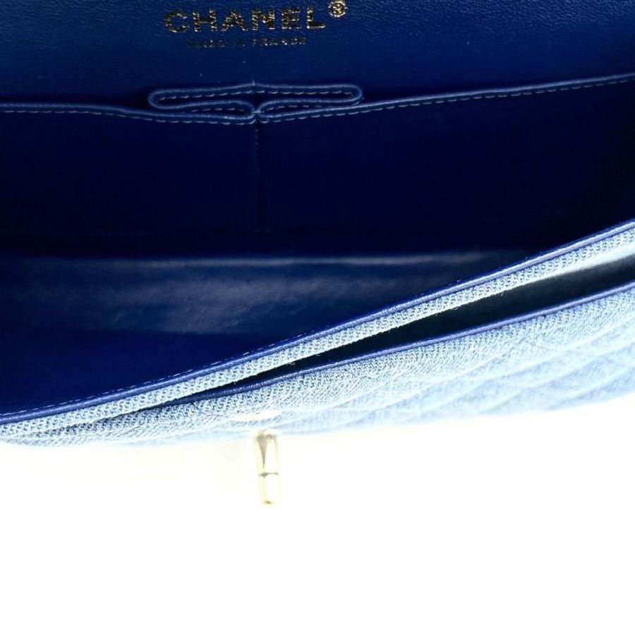 CHANEL 丹寧牛仔CF中號肩背斜背包 25*14*8 95新 配件塵袋 保卡-6