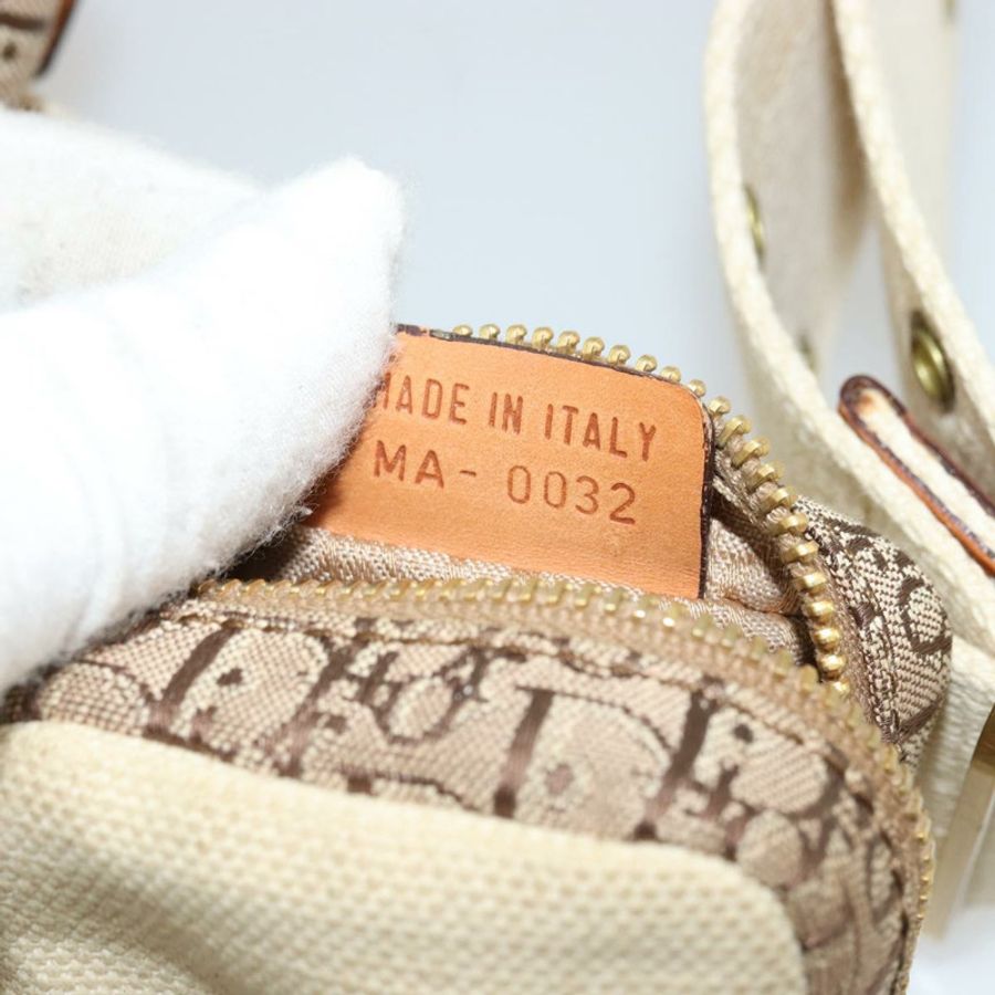 【日本直送】Christian Dior Trotter帆布腰包 街頭時尚 米色 金色 正品 bs34856A-11