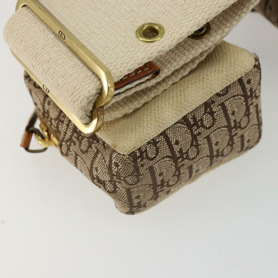 【日本直送】Christian Dior Trotter帆布腰包 街頭時尚 米色 金色 正品 bs34856A-15